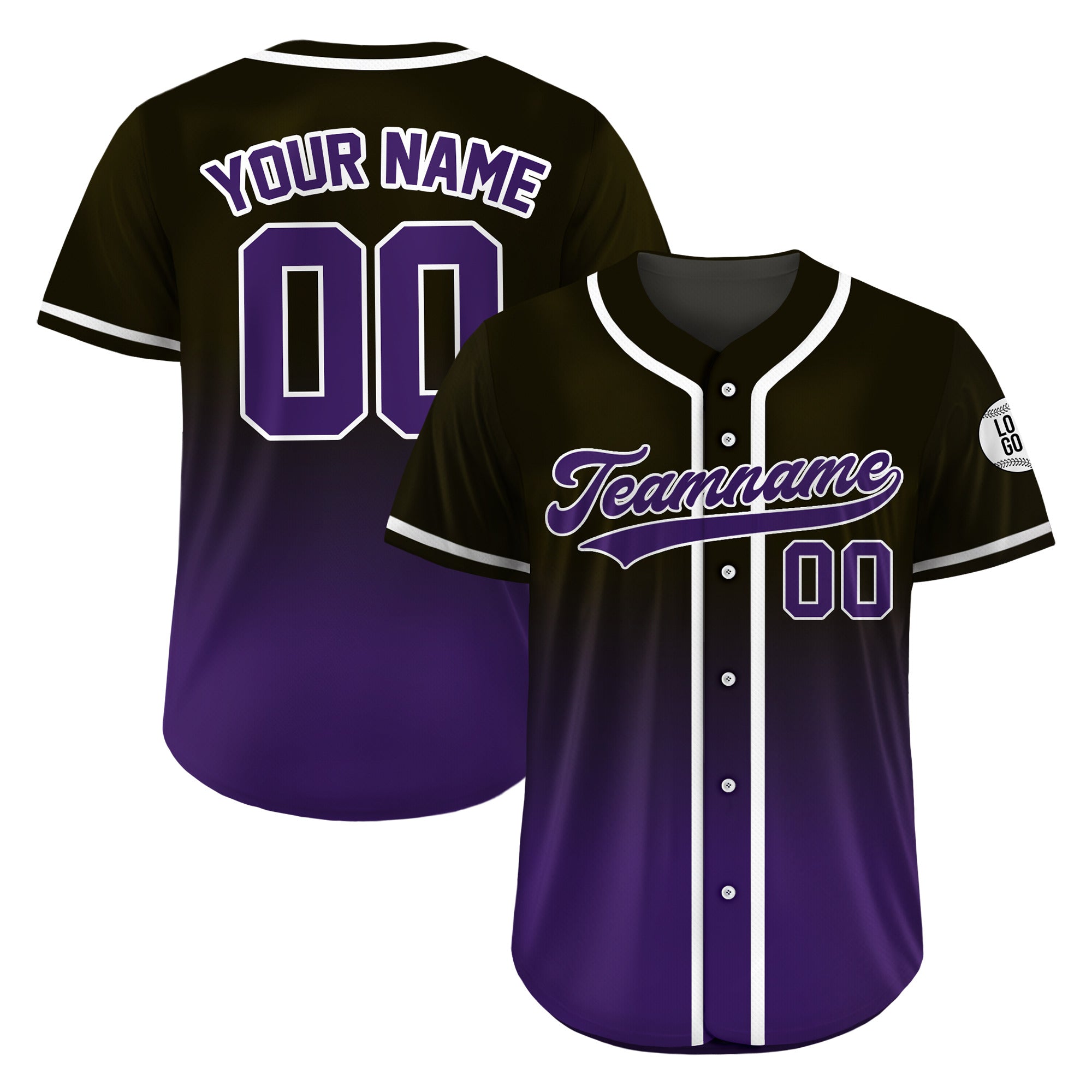Custom Midnight Amethyst Fade Gradient Baseball Jersey