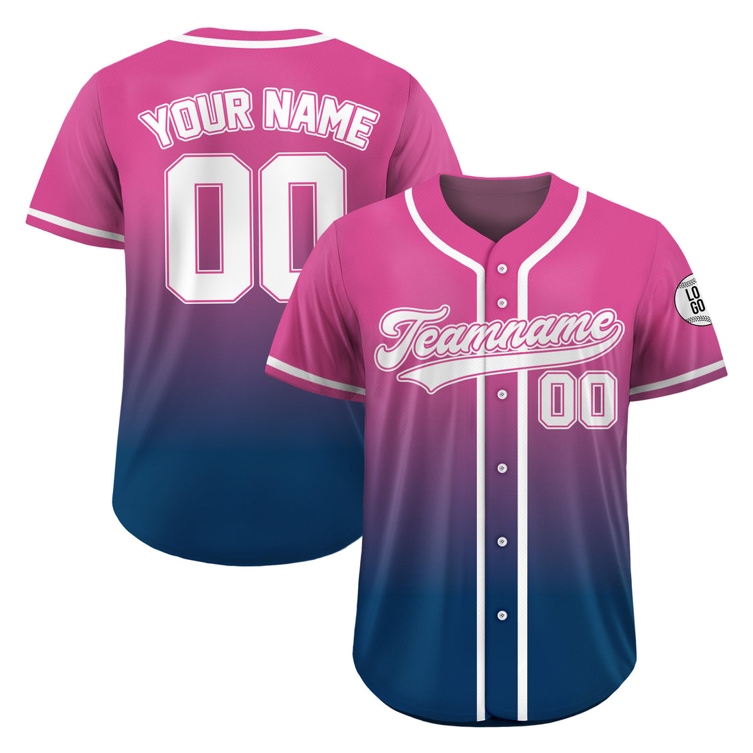 Custom Cotton Candy Fade Gradient Baseball Jersey