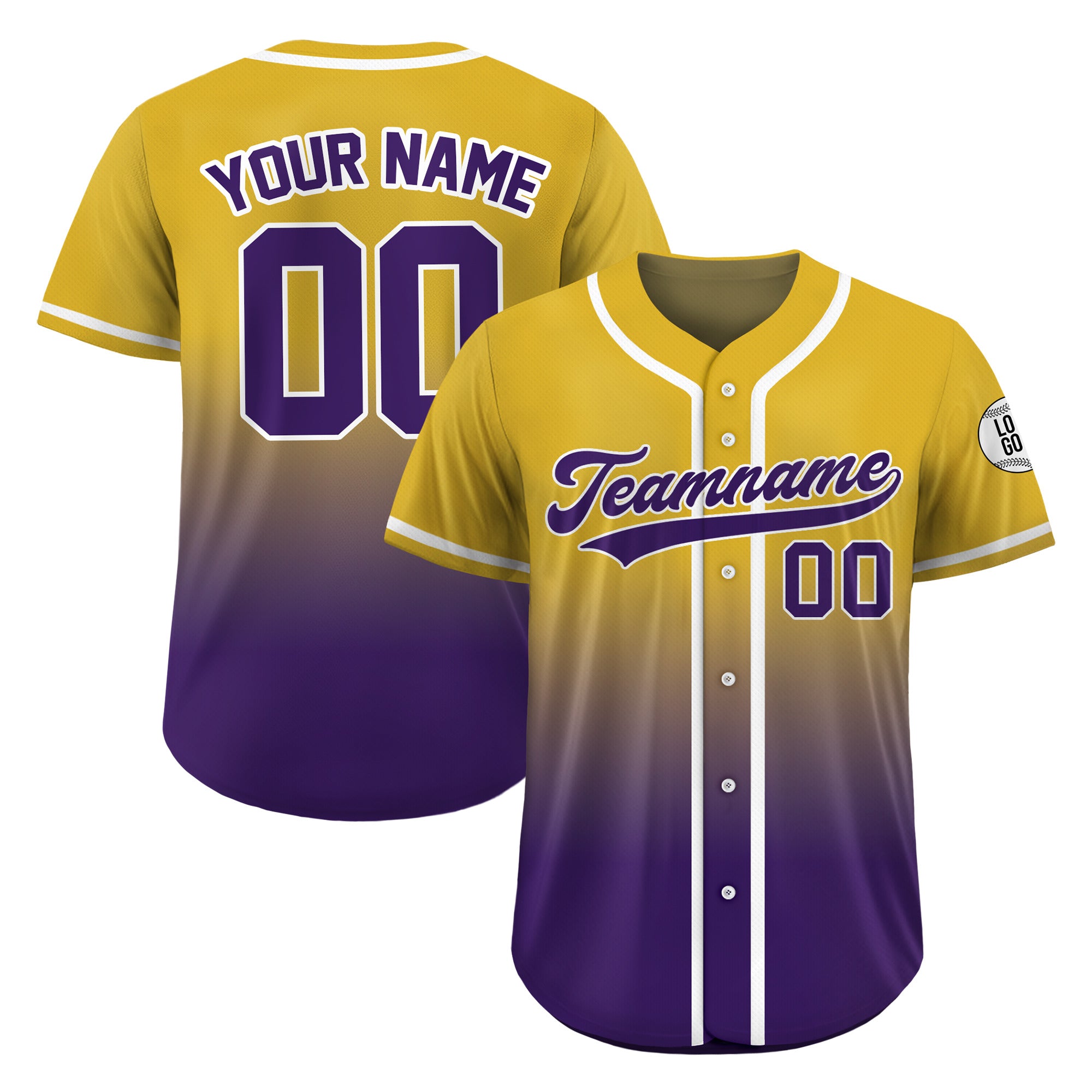 Custom Royal Gold Fade Gradient Baseball Jersey