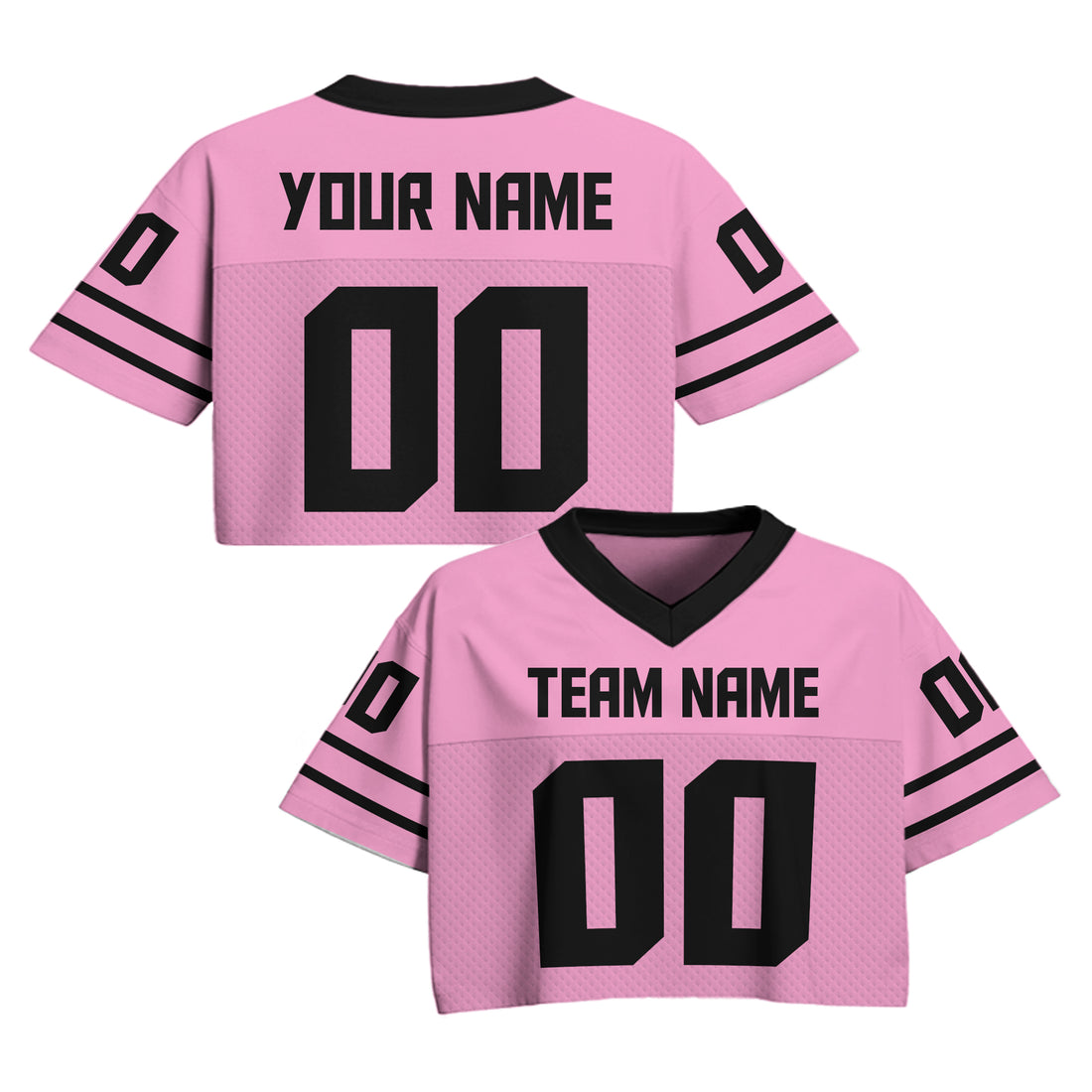 Custom Pink Black Cropped Football Jersey, Personalized Sports Girl Outfit