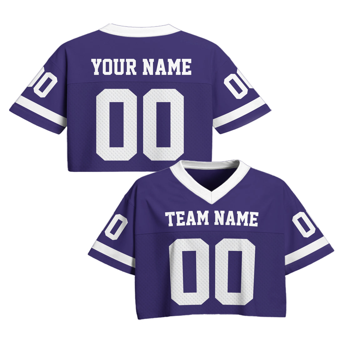 Custom Purple White Cropped Football Jersey, Vintage Cropped Football Jersey