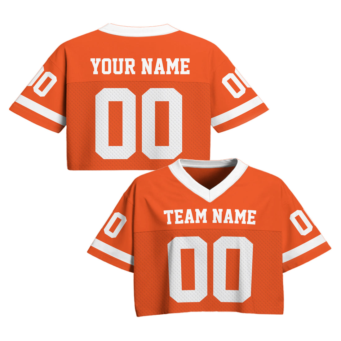 Custom Orange White Cropped Football Jersey, Sporty Cropped Football Jersey for Concerts and Festivals