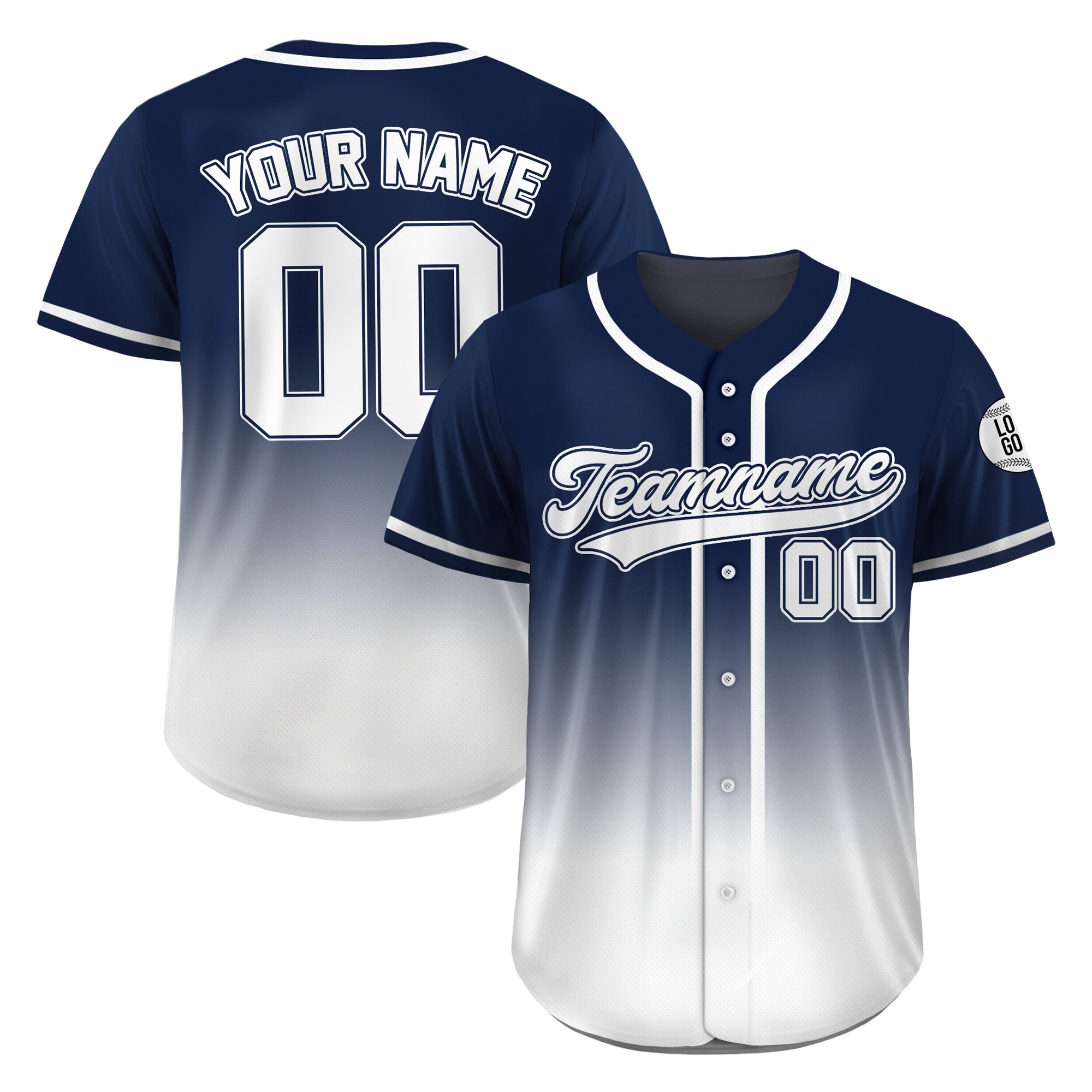 Custom Navy Frost Fade Gradient Baseball Jersey