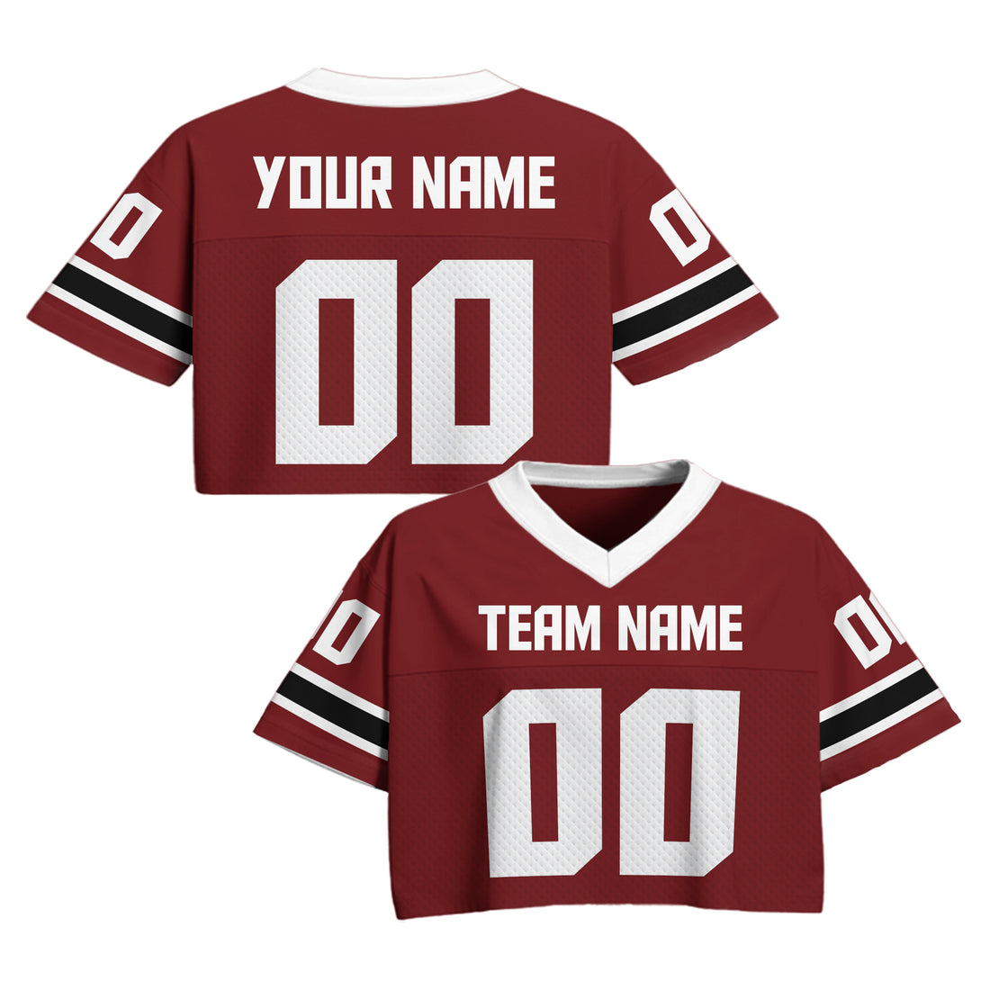 Custom Crimson Red Cropped Football Jersey, Personalized Women’s Game Day Outfit