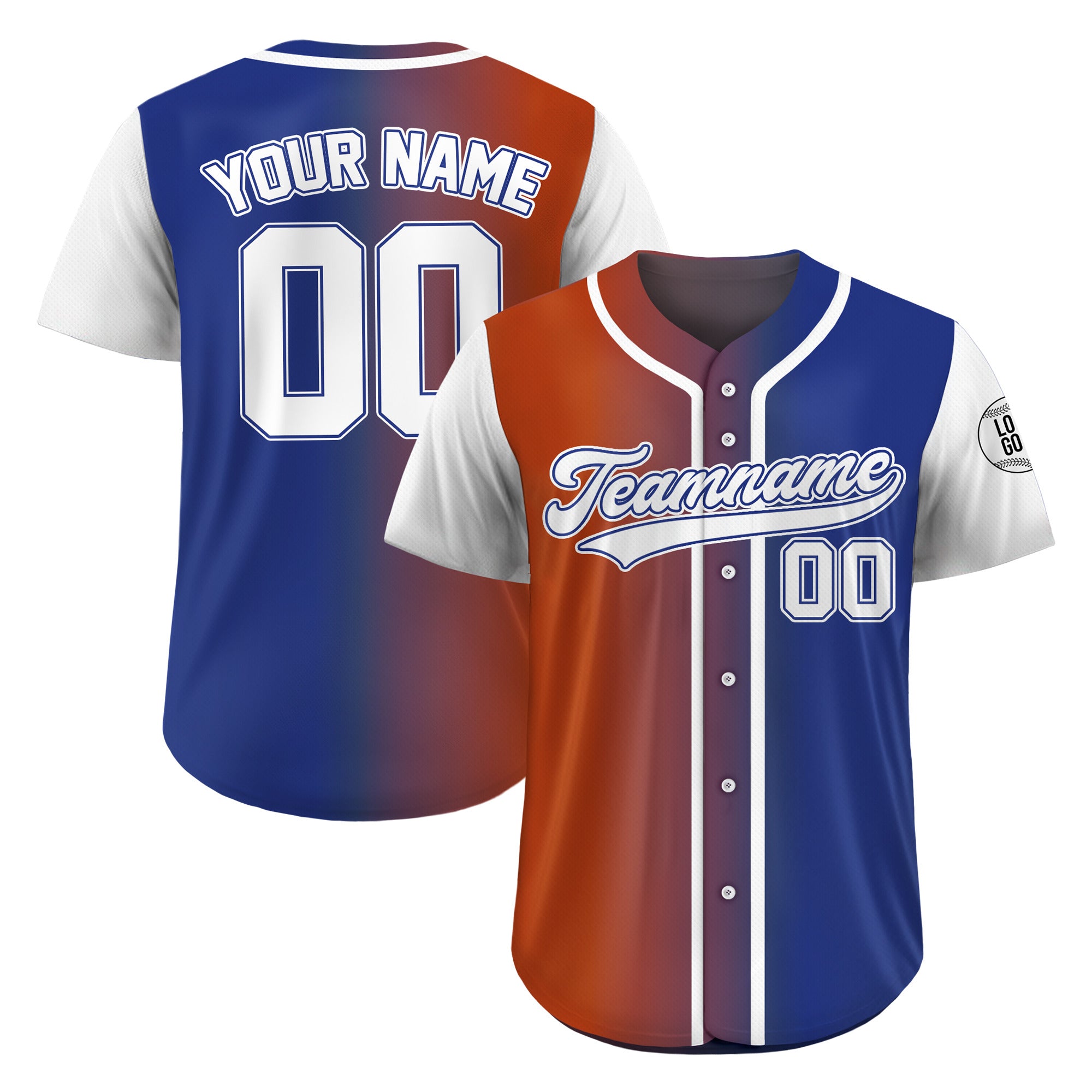 Custom Victory Split Fade Gradient Baseball Jersey