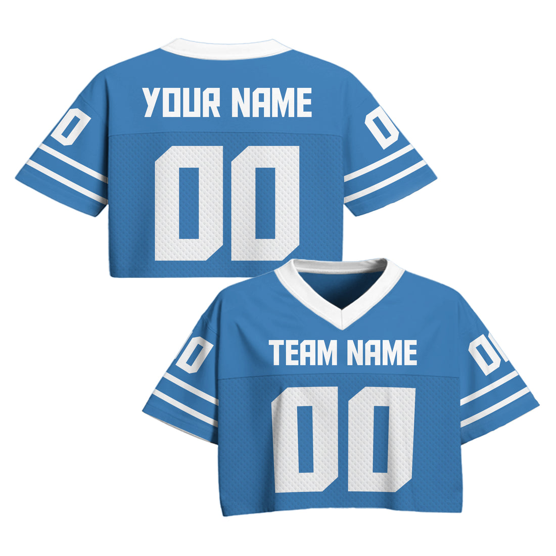 Custom Light Blue Cropped Football Jersey, Personalized Women’s Game Day Outfit