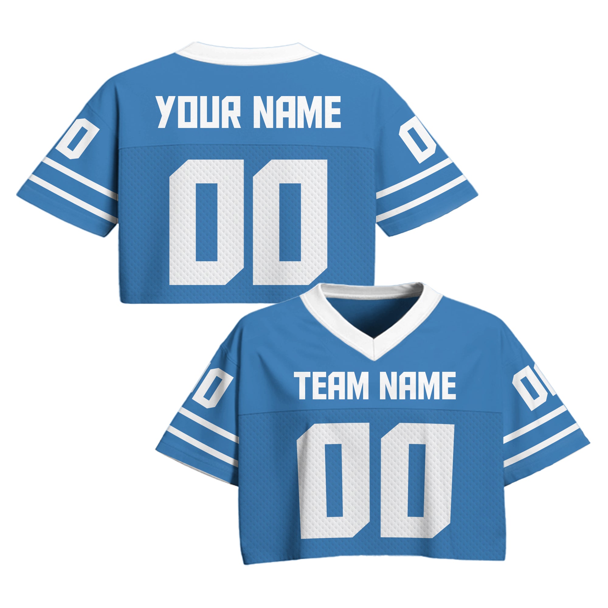 Custom Light Blue Cropped Football Jersey, Personalized Women’s Game Day Outfit