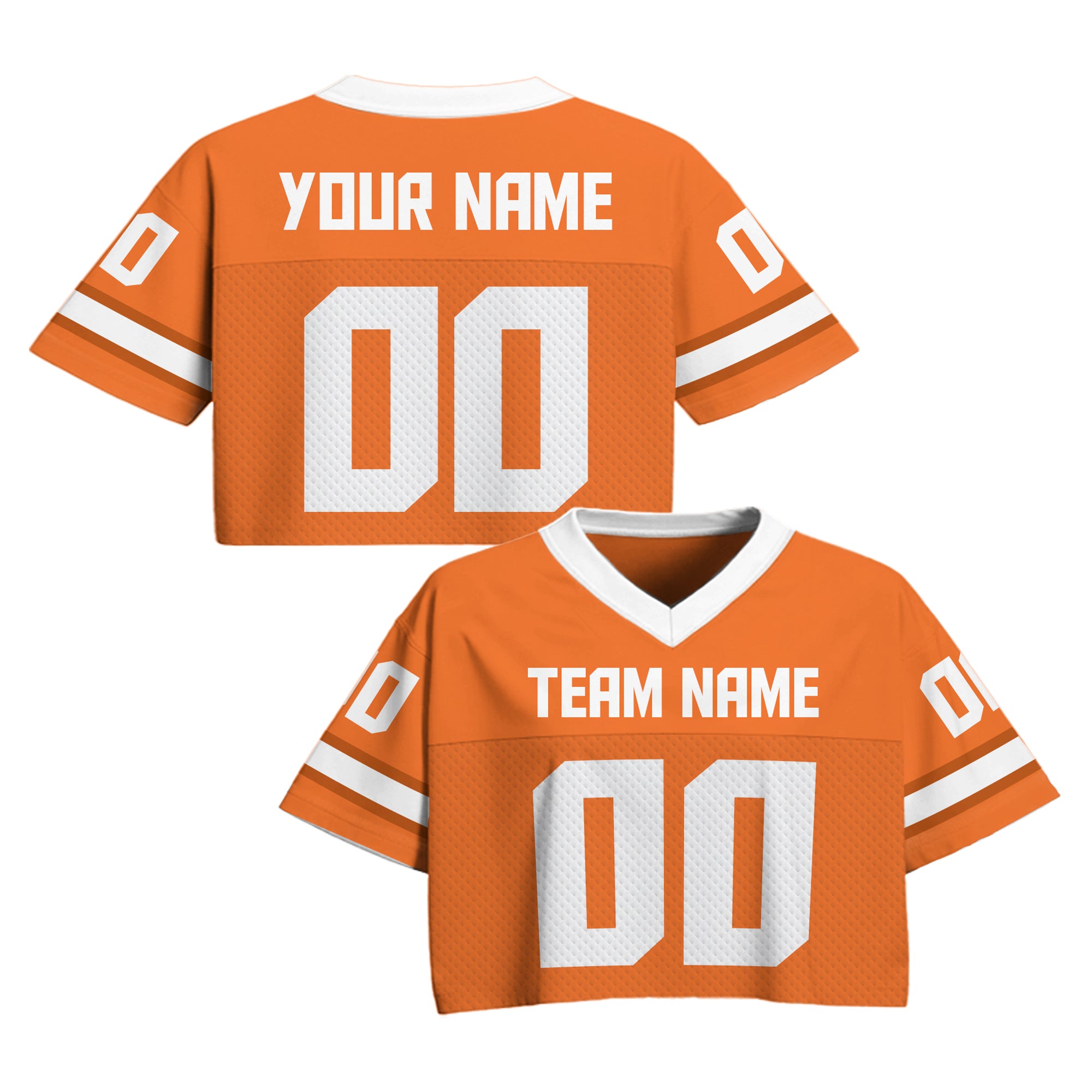 Custom Orange Cropped Football Jersey, Personalized Women’s Game Day Outfit