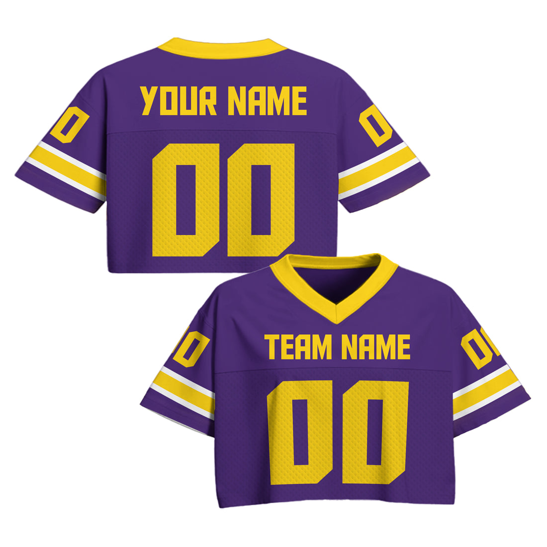 Custom Purple Gold Cropped Football Jersey, Personalized Game Day Outfit for Women Girl