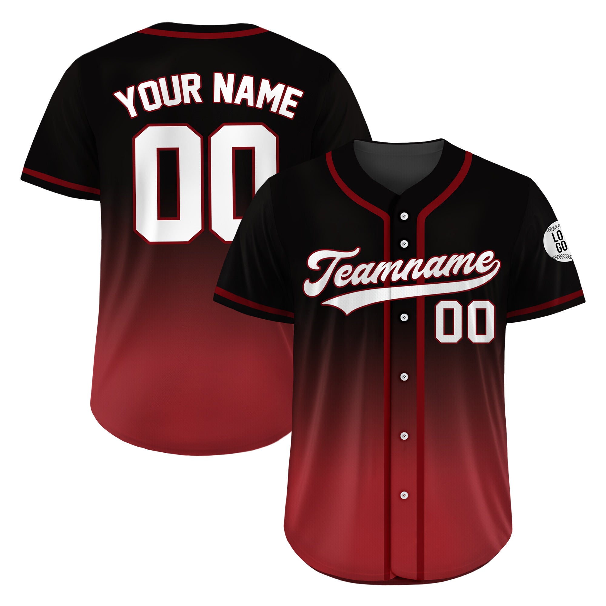 Custom Inferno Fade Gradient Baseball Jersey