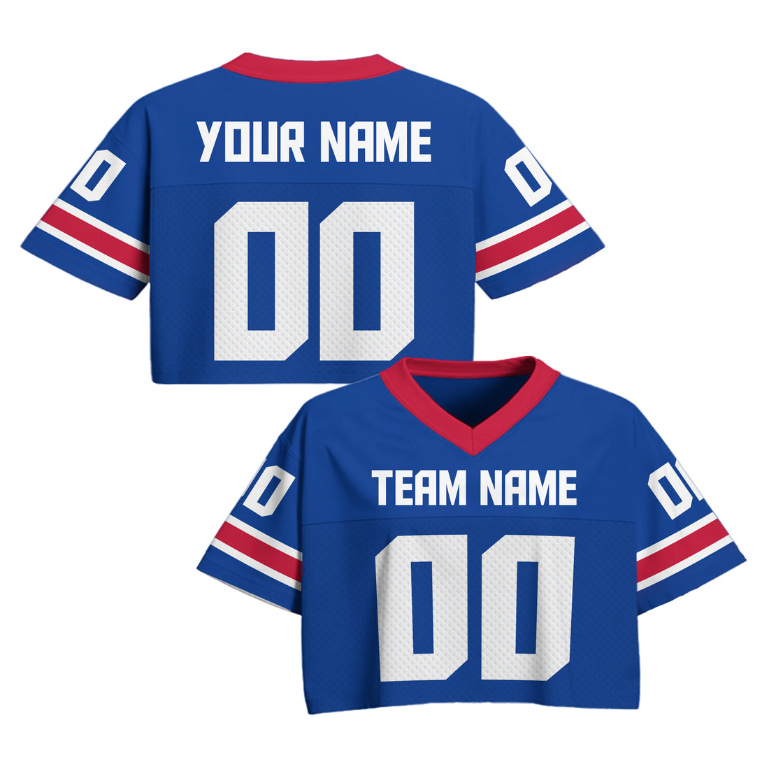 Custom Royal Blue Cropped Football Jersey, Personalized Game Day Outfit for Women Girl