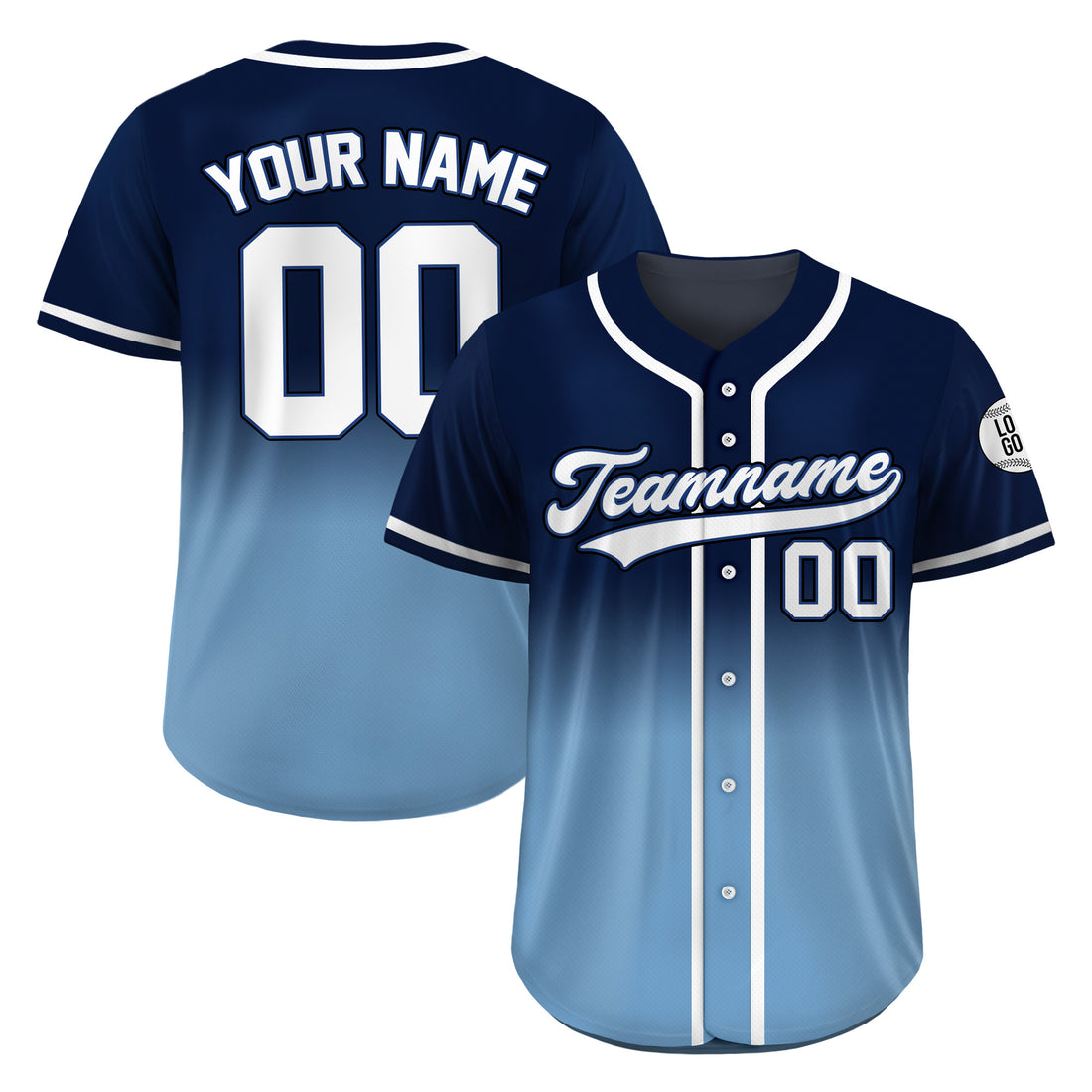 Custom Ocean Fade Gradient Baseball Jersey