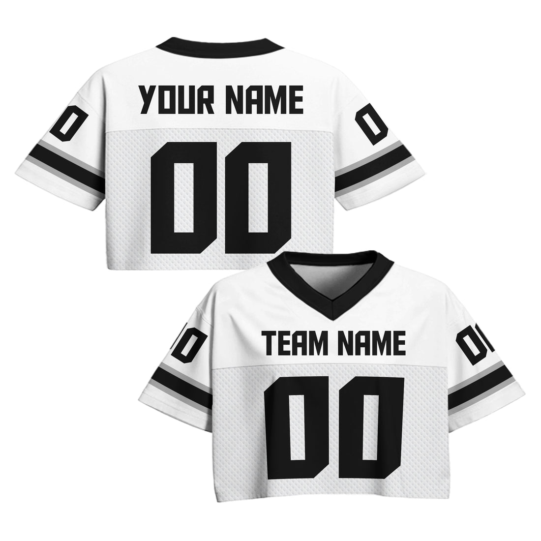 Custom White Black Cropped Football Jersey, Hip Hop Streetwear