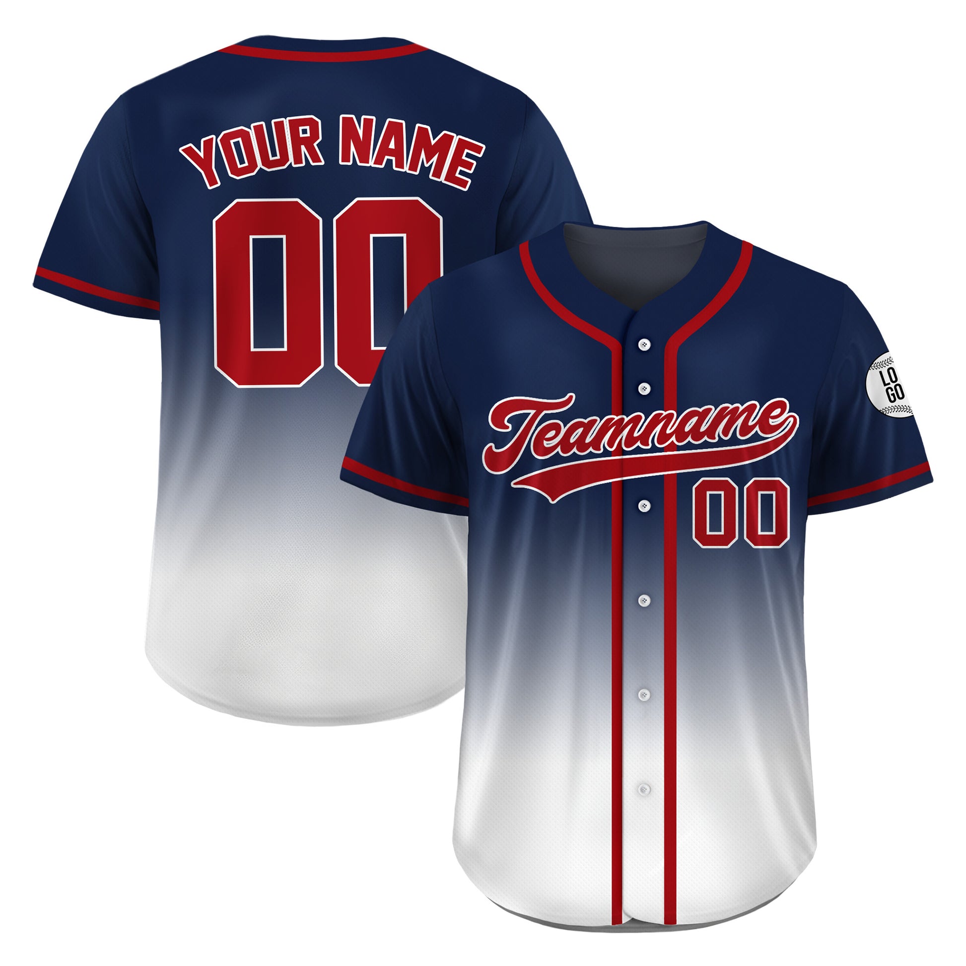 Custom Navy Blaze Gradient Baseball Jersey