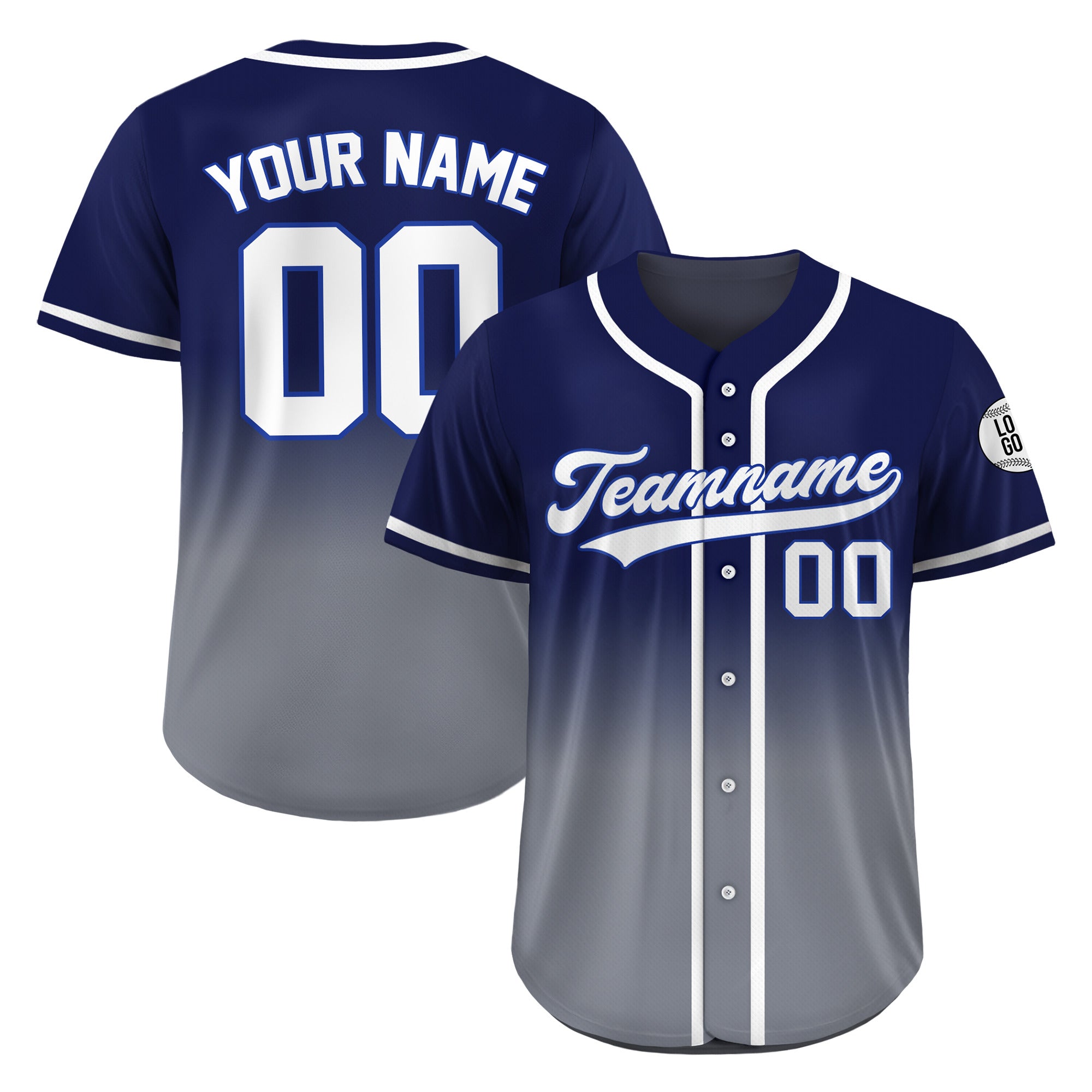 Custom Steel Blue Fade Gradient Baseball Jersey