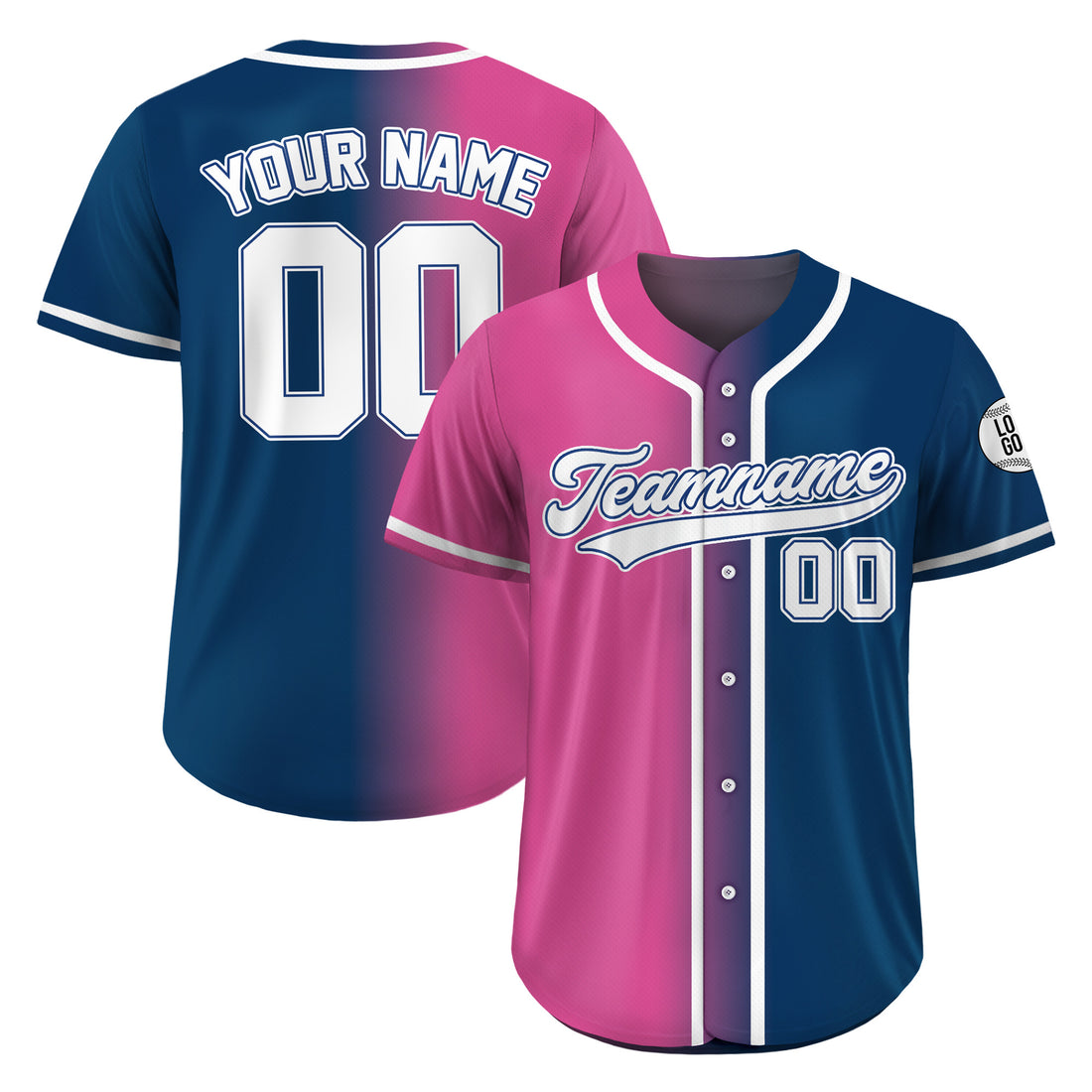Custom Bubblegum Navy Split Gradient Baseball Jersey