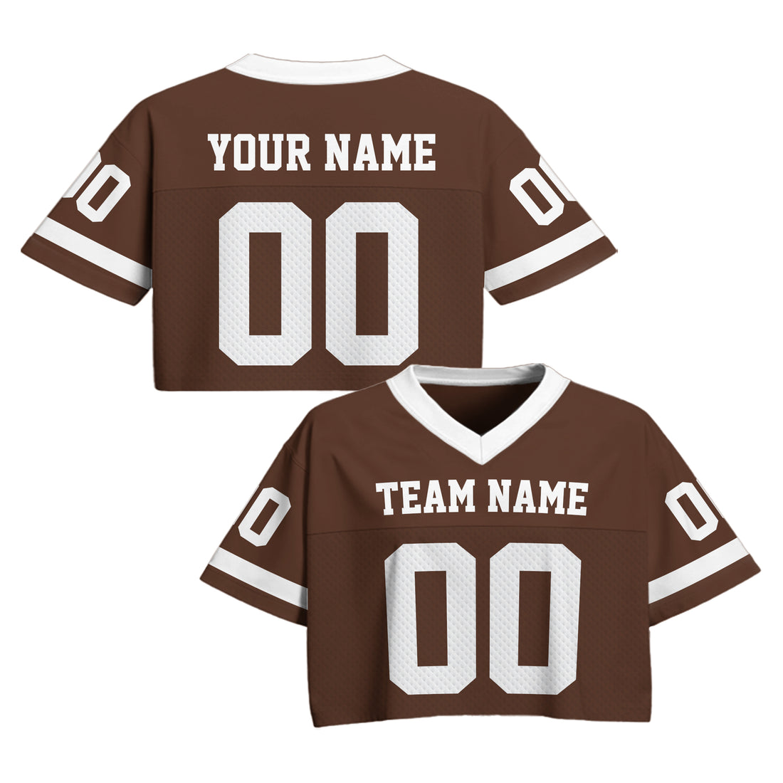 Custom Brown White Cropped Football Jersey, Personalized Concert & Game Day Outfit