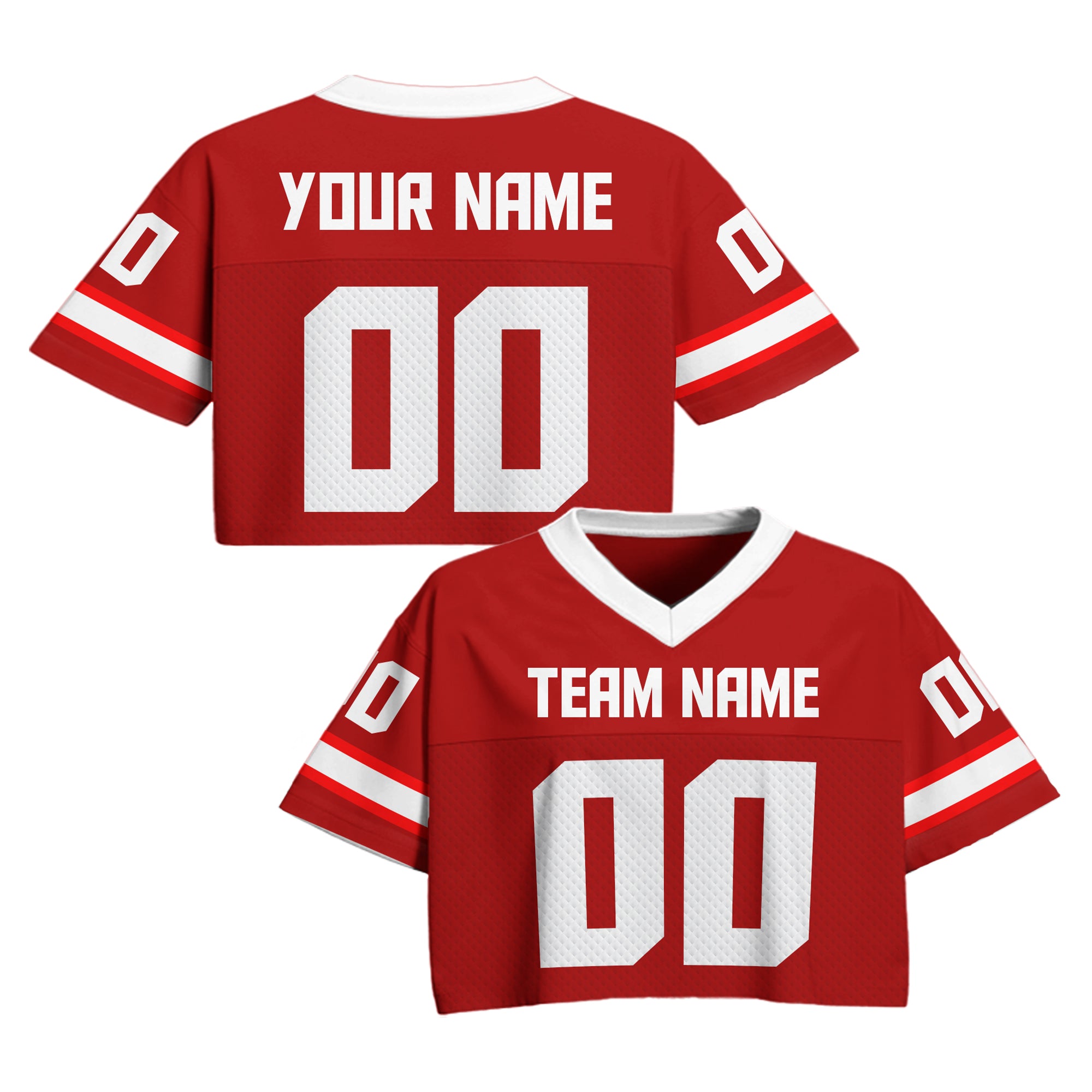 Custom Red and White Cropped Football Jersey, Gameday Cropped Football Jersey