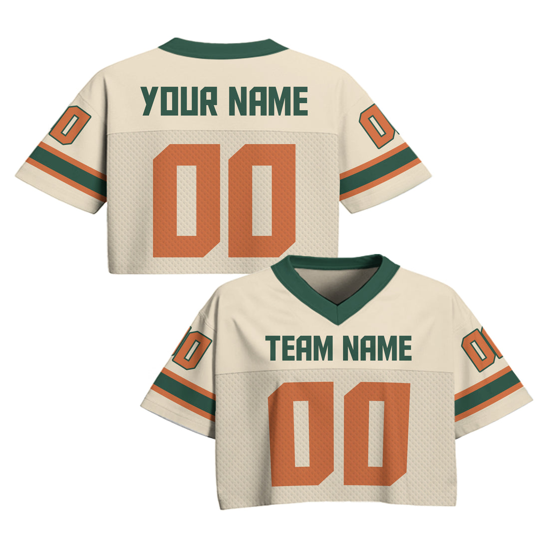 Custom Cream Orange Cropped Football Jersey, Personalized Streetwear for Women Girl