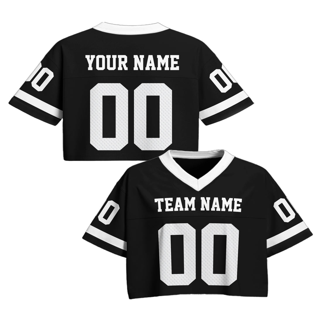 Personalized Black White Cropped Football Jersey, Fashionable Cropped Jersey for a Gameday Outfit
