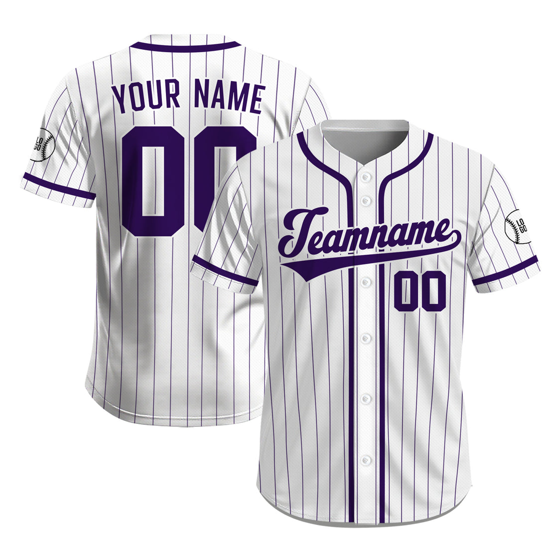 Custom Classic White Purple Pinstripe Baseball Jersey, Personalized Name Number Baseball Uniform for All Ages