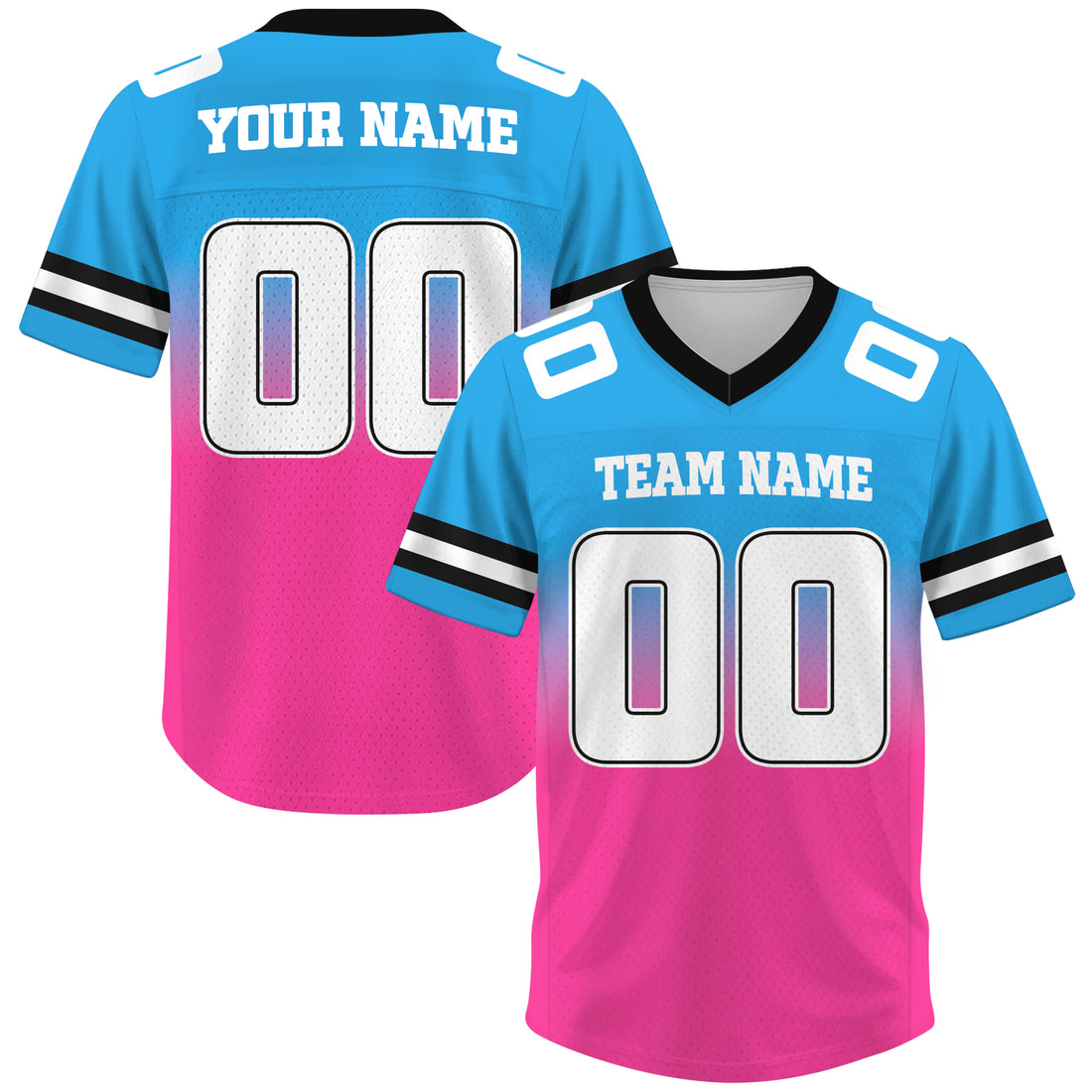 Custom Light Blue Pink Gradient Football Jersey, Personalized Team Name Number Football Jersey for Men Women Youth