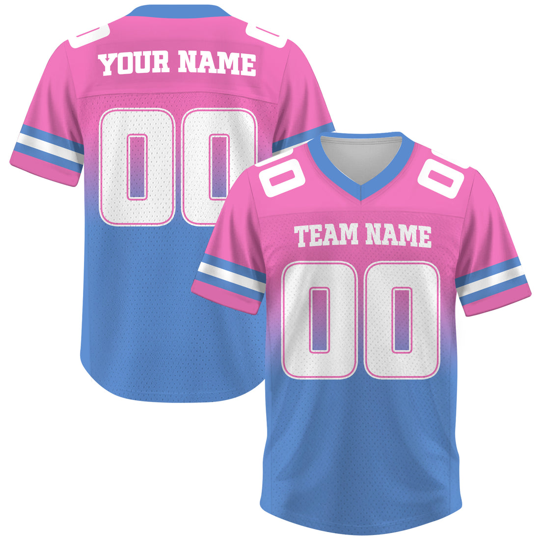 Custom Pink Light Blue Gradient Football Jersey, Personalized Team Name Number Football Jersey for Men Women Youth