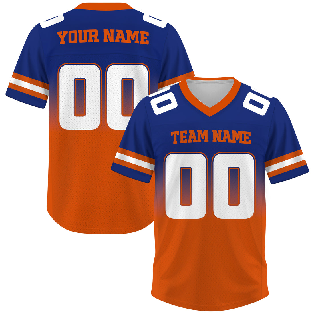 Custom Royal Blue Orange Gradient Football Jersey, Personalized Team Name Number Football Jersey for Men Women Youth