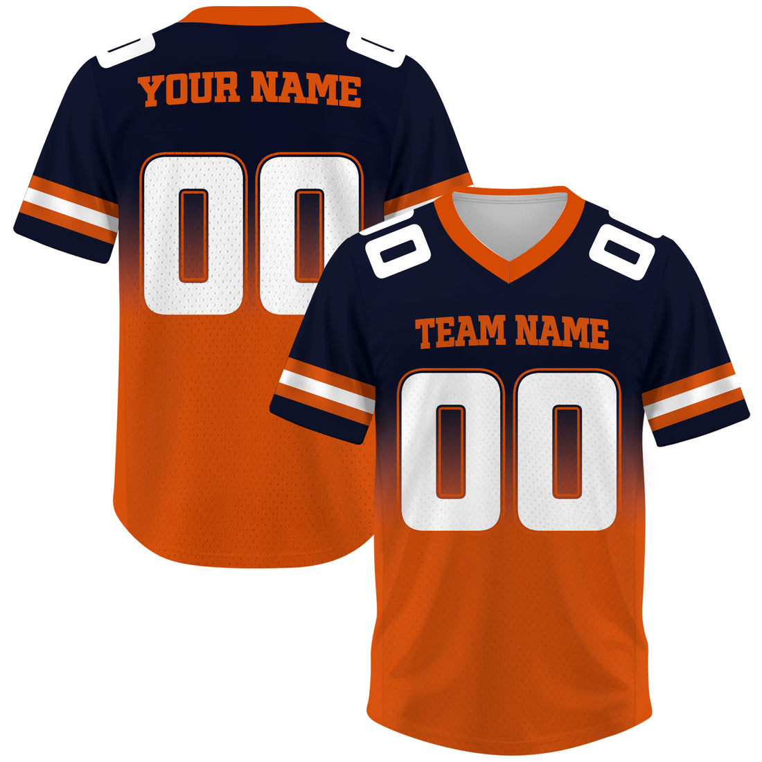 Custom Navy Blue Orange Gradient Football Jersey, Personalized Team Name Number Football Jersey for Men Women Youth