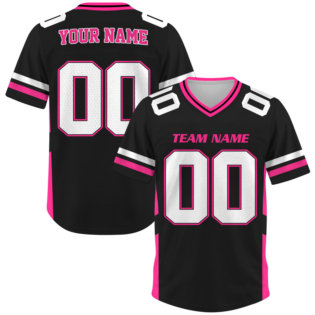 Custom Black Pink Football Jersey, Personalized Name Number Logo Football Jerseys for Men Women Youth