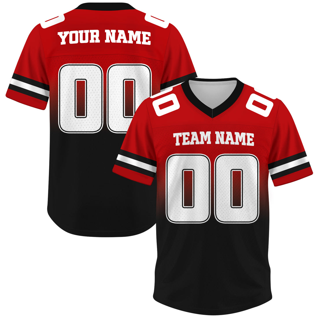 Custom Red Black Gradient Football Jersey, Personalized Team Name Number Football Jersey for Men Women Youth
