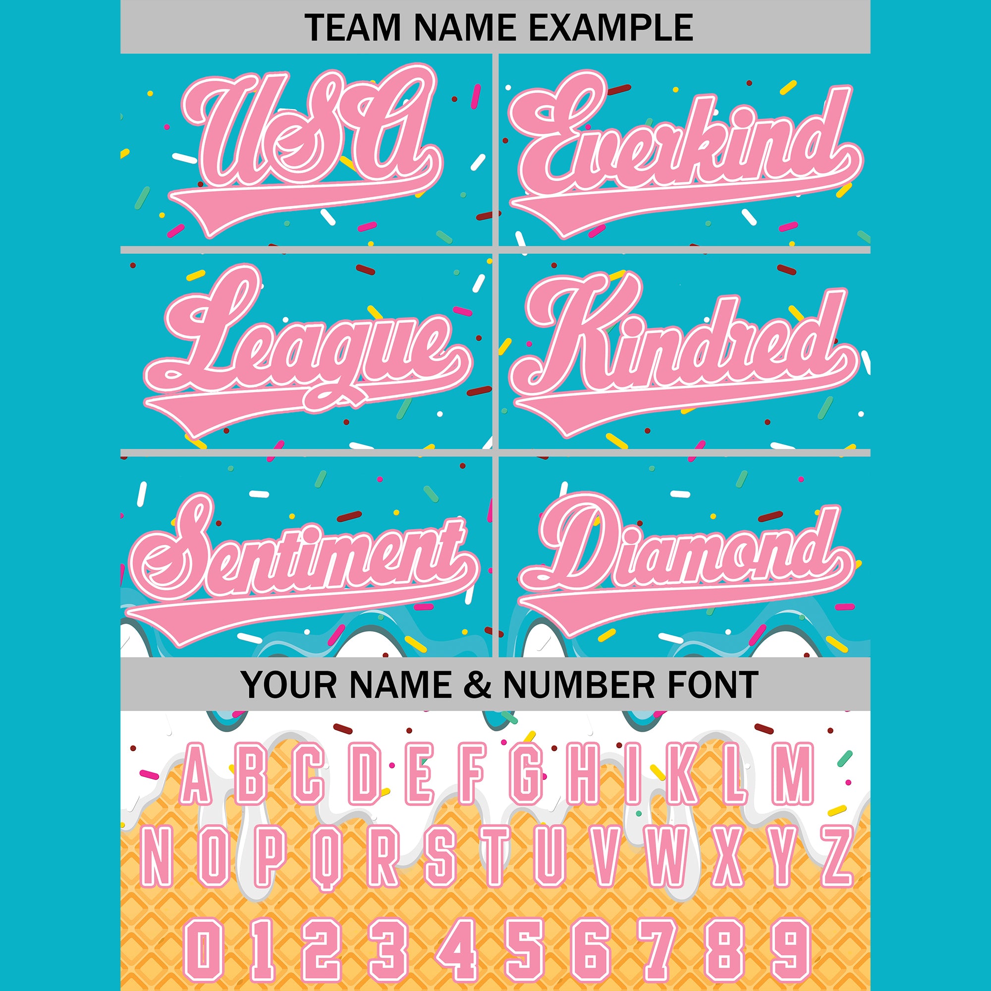 Custom Aqua Pink Ice Cream Drip Baseball Jersey