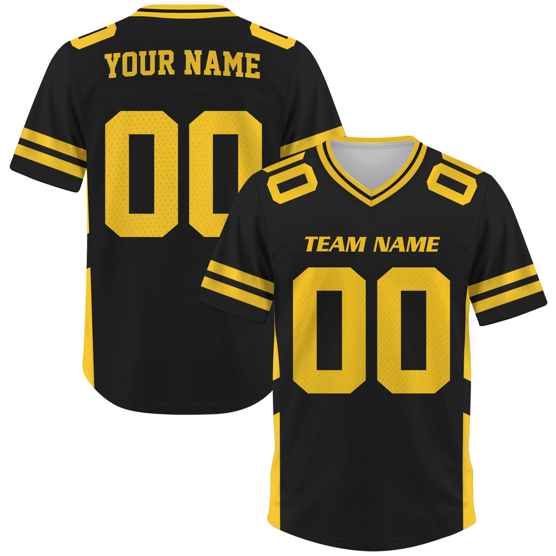 Custom Black Gold Football Jersey, Gift For Fan Football Team Shirt