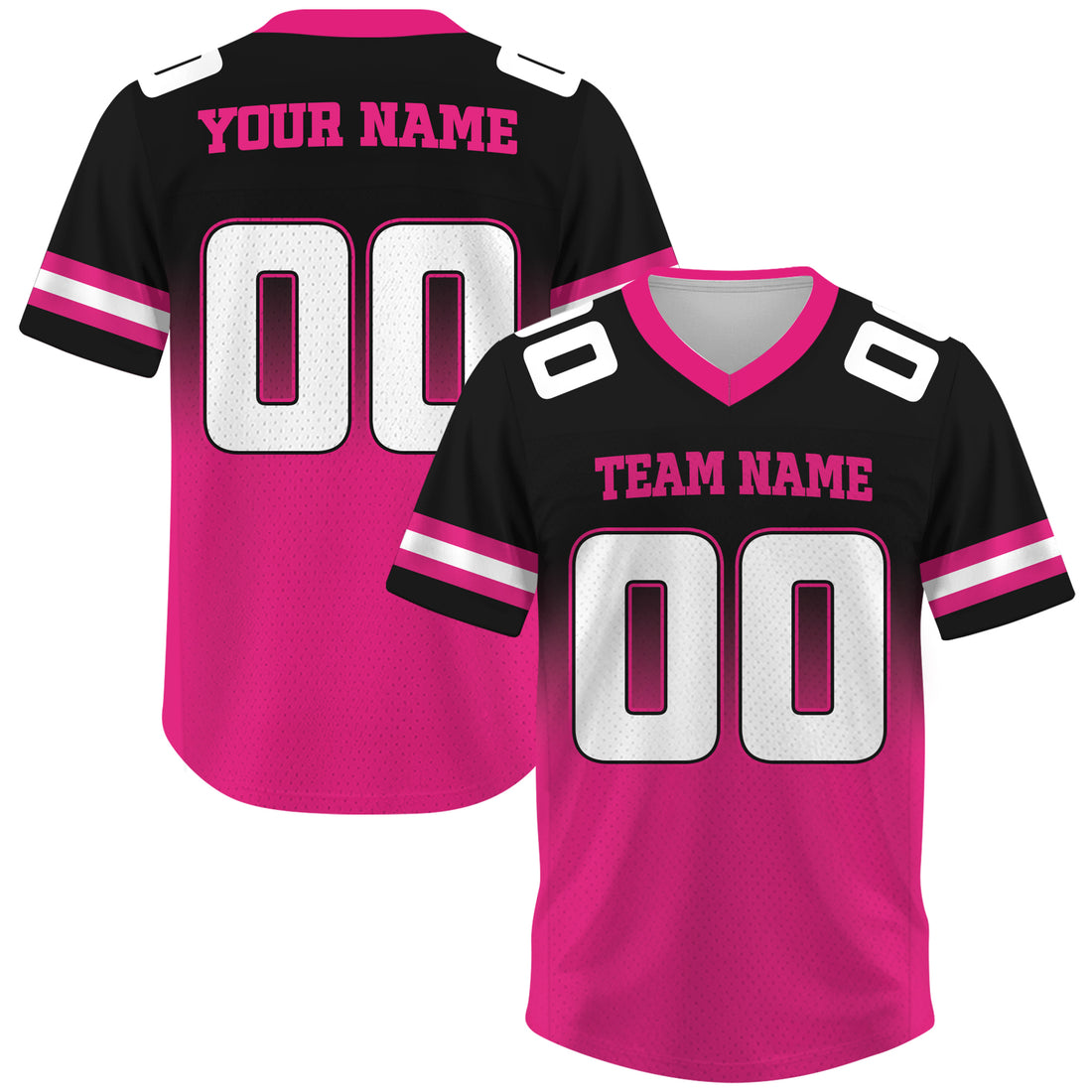 Custom Black Pink Gradient Football Jersey, Personalized Team Name Number Football Jersey for Men Women Youth