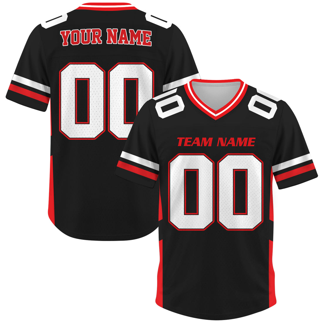 Custom Black Red Football Jersey, Football Jerseys For Men Women