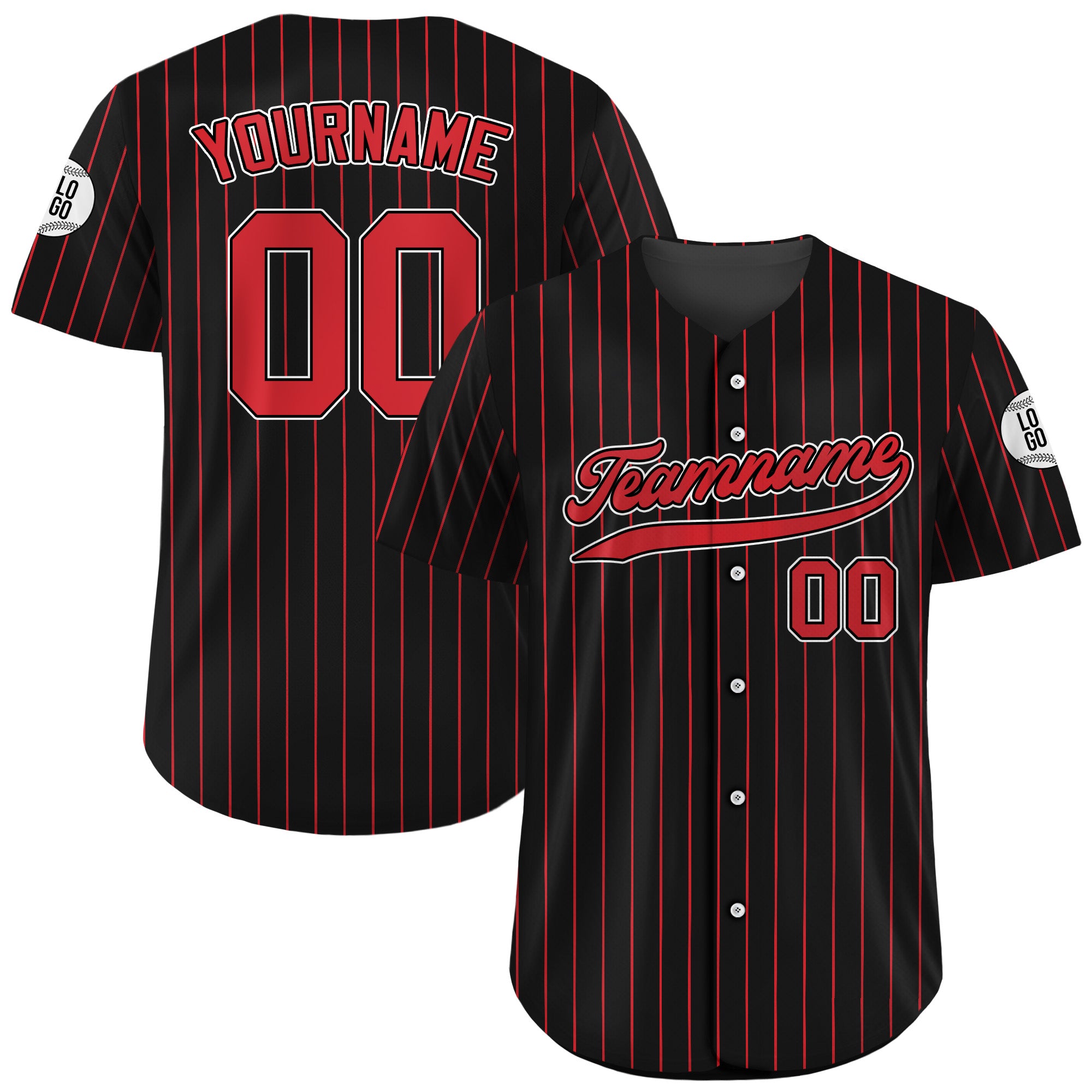 Custom Black Red Striped Baseball Jersey, Custom Baseball Jersey for Men Women Youth Kid