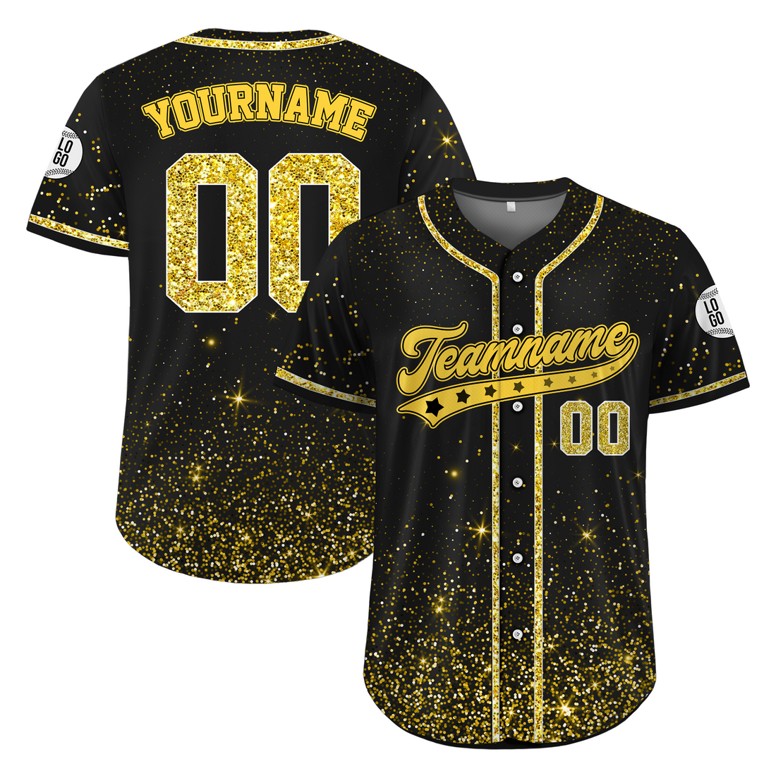 Custom Black Yellow Glitter Cheer Baseball Jersey, Perfect Gift for Cheerleading Fans & Athletes