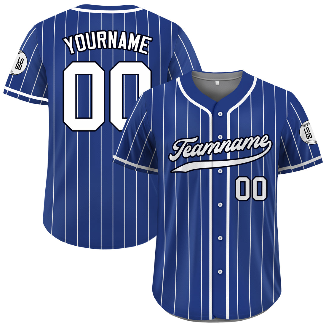Custom Blue White Pinstripe Baseball Jersey