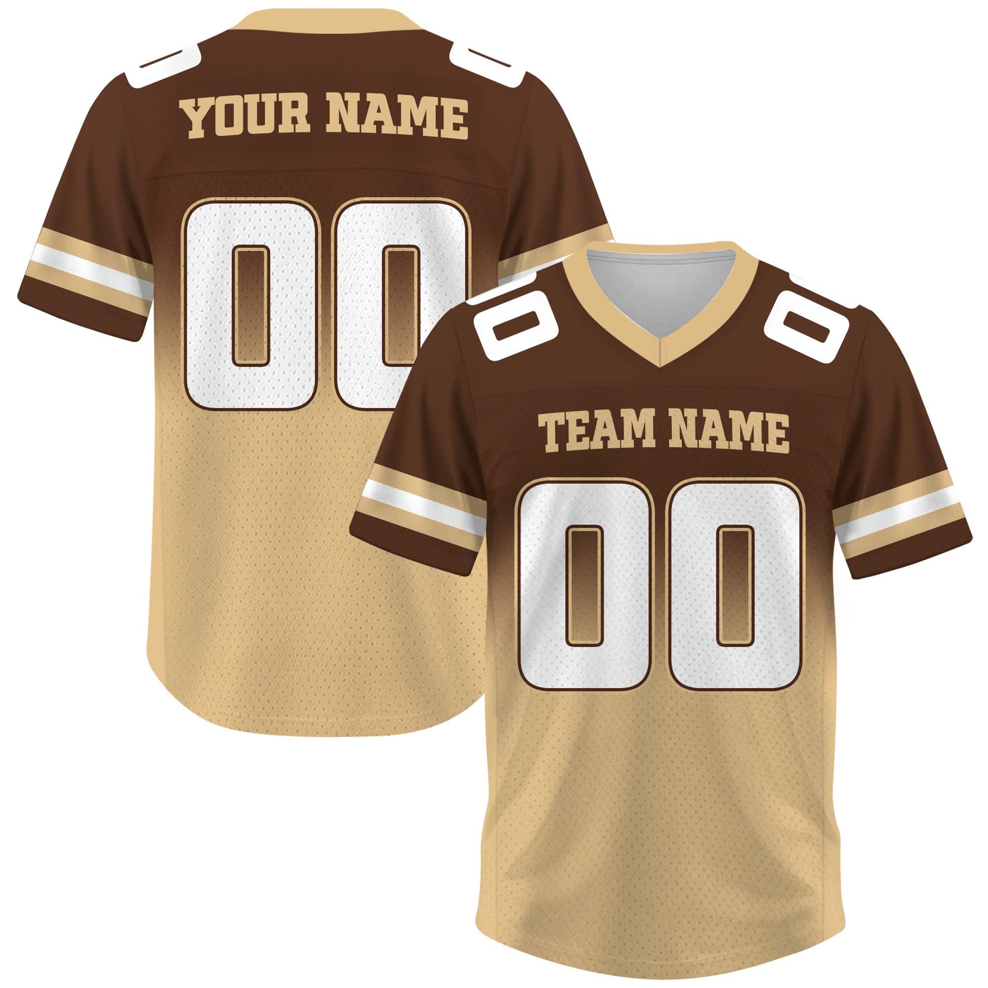 Custom Brown Gold Football Jersey, Personalized Team Name Number Football Jersey for Men Women Youth