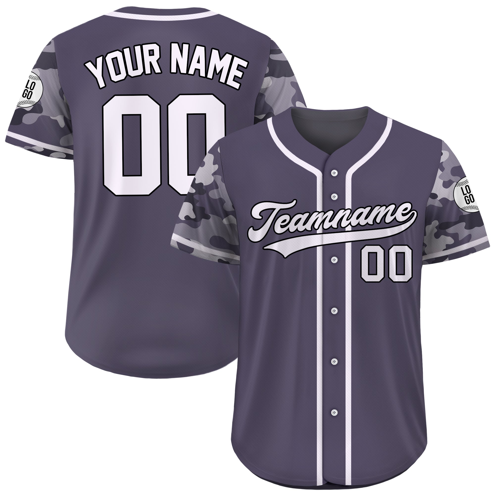 Custom Charcoal Urban Camo Baseball Jersey
