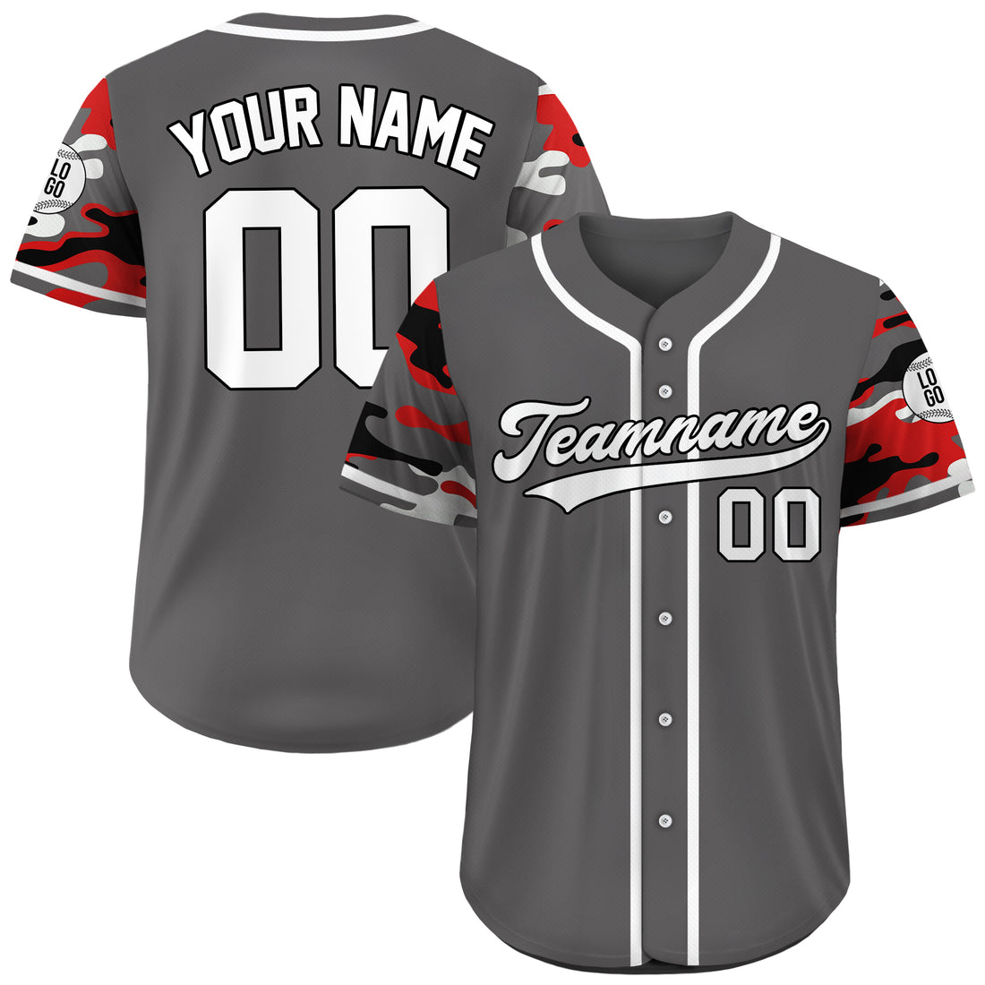 Custom Commando Gray Red Camo Jersey