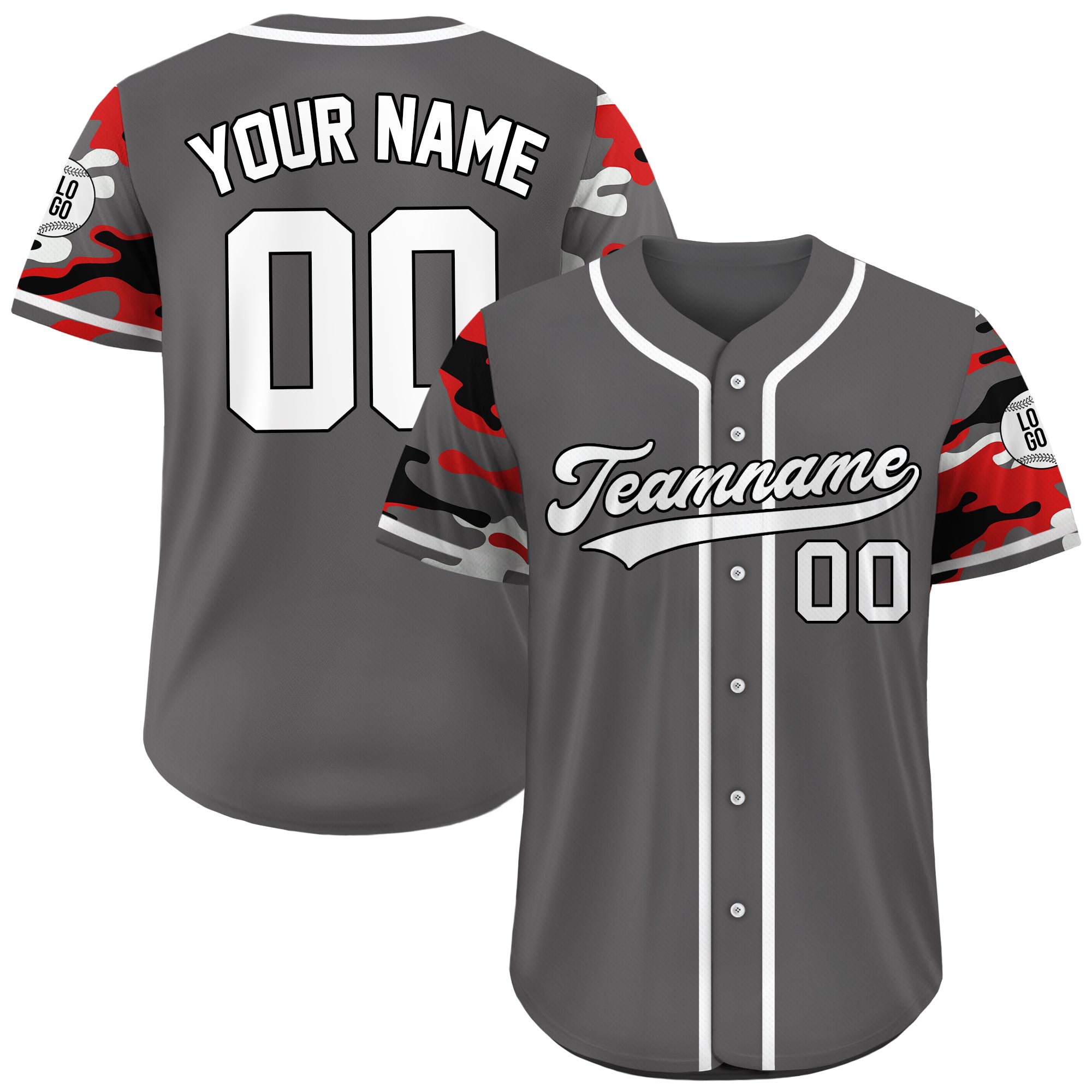 Custom Commando Gray Red Camo Jersey