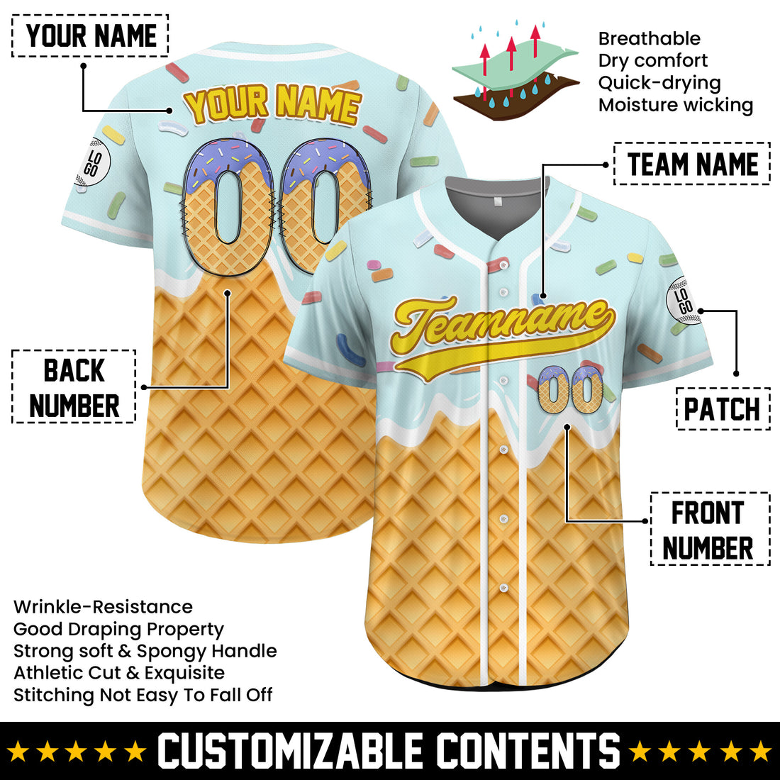 Custom Cotton Candy Drip Baseball Jersey