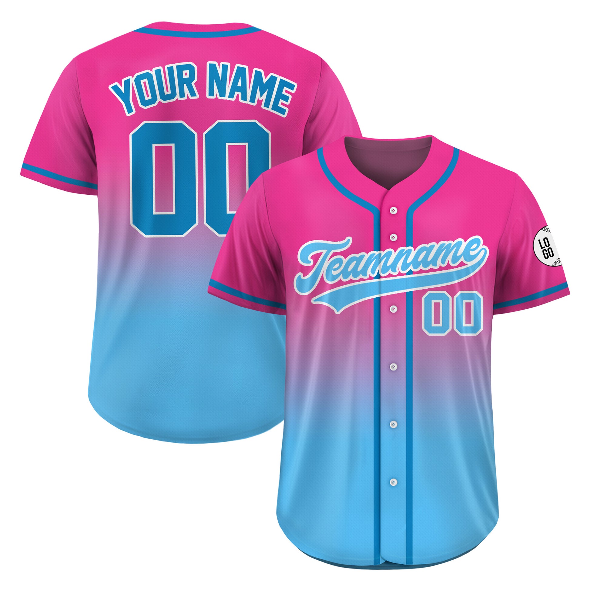 Custom Cotton Candy Gradient Baseball Jersey