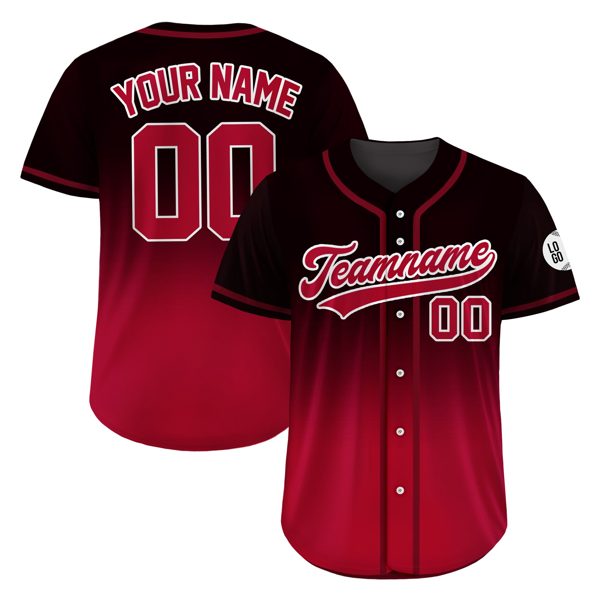 Custom Crimson Shadow Gradient Baseball Jersey