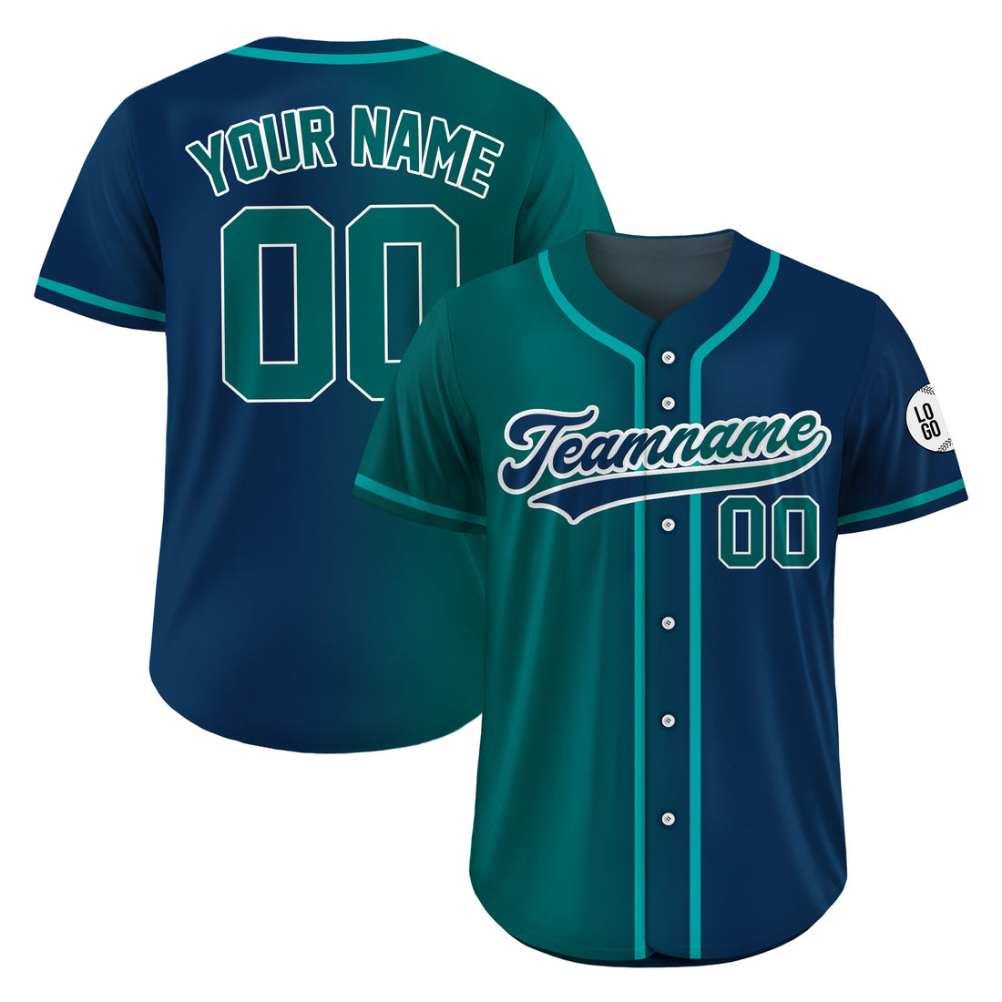 Custom Deep Sea Gradient Baseball Jersey