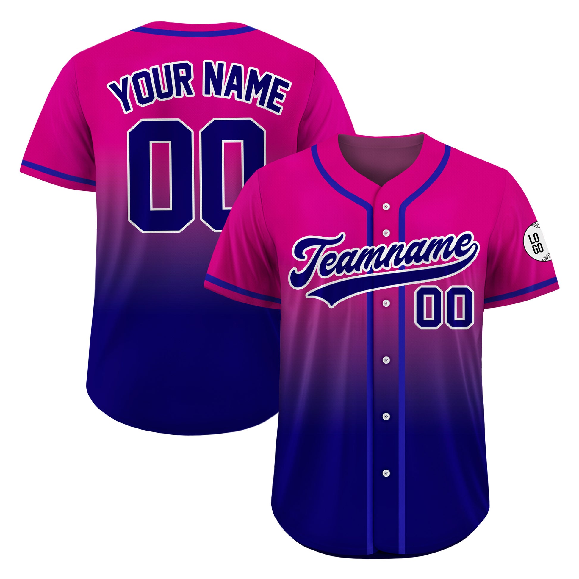 Custom Electric Berry Gradient Baseball Jersey