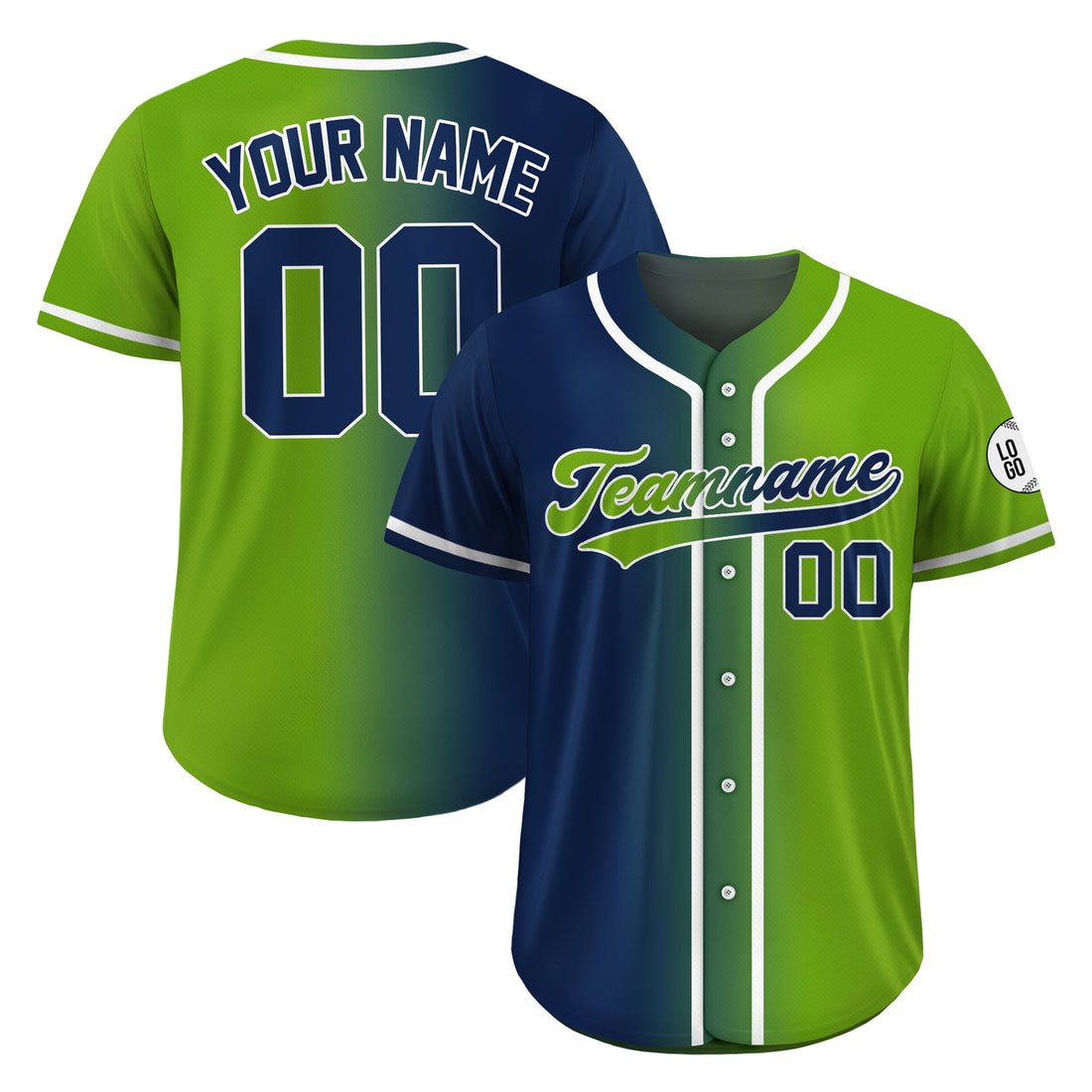 Custom Emerald Storm Gradient Baseball Jersey