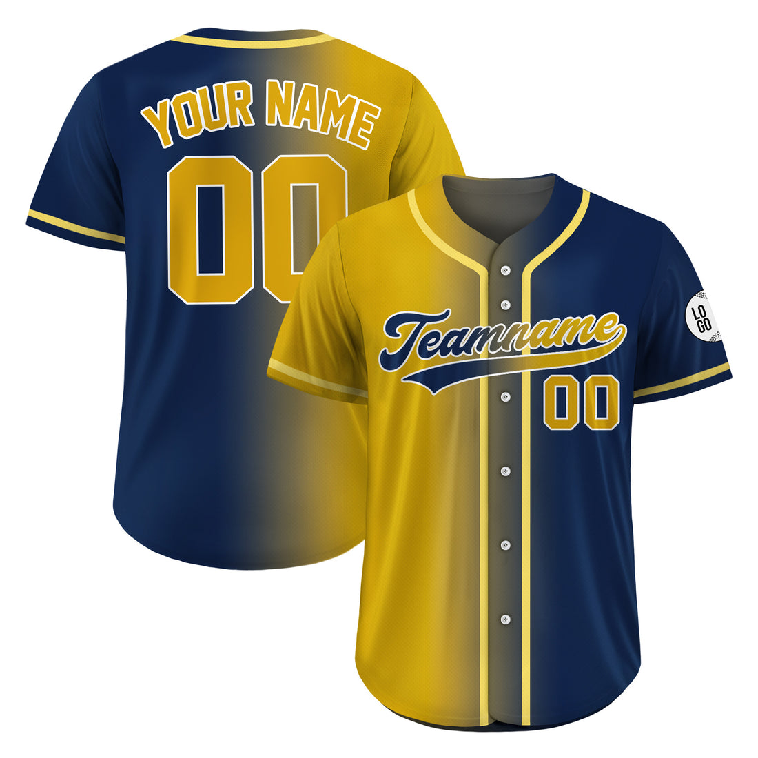 Custom Gold Rush Gradient Baseball Jersey