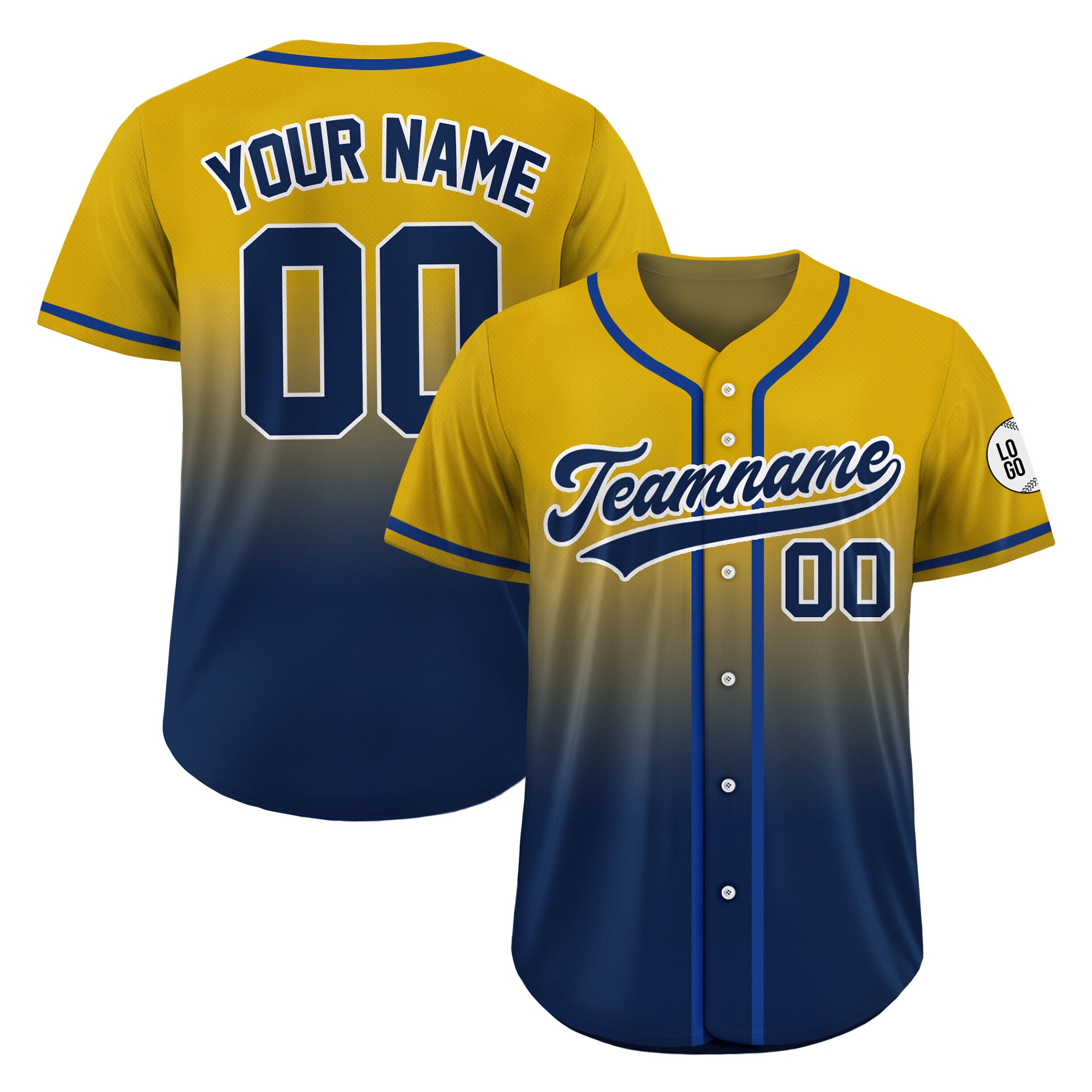 Custom Golden Navy Gradient Baseball Jersey